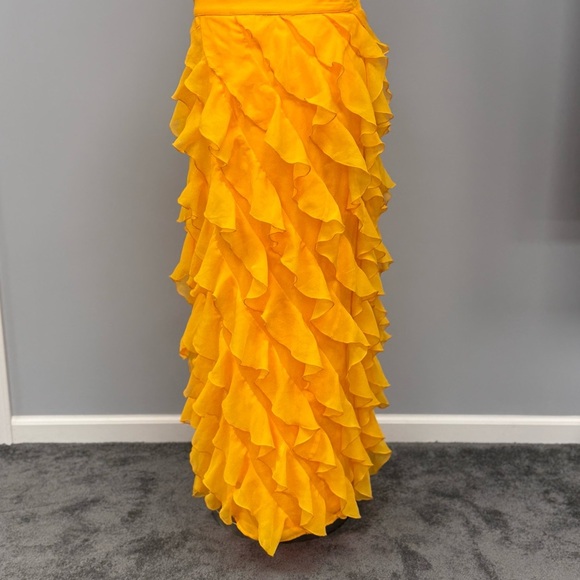 Anthropologie Let Me Be Sasha Ruffled Maxi Skirt Plus 2X Orange Chiffon Angel - Picture 2 of 11